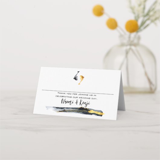 Waterverf Koi Fish Wedding Plaatskaartje (Voorkant)