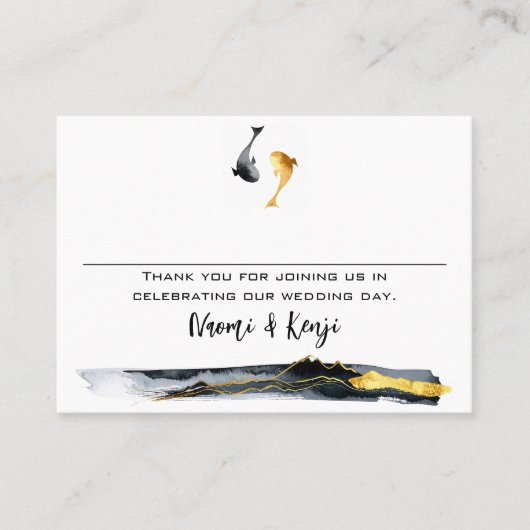 Waterverf Koi Fish Wedding Plaatskaartje (Voorkant)