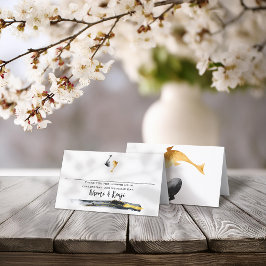 Waterverf Koi Fish Wedding Plaatskaartje