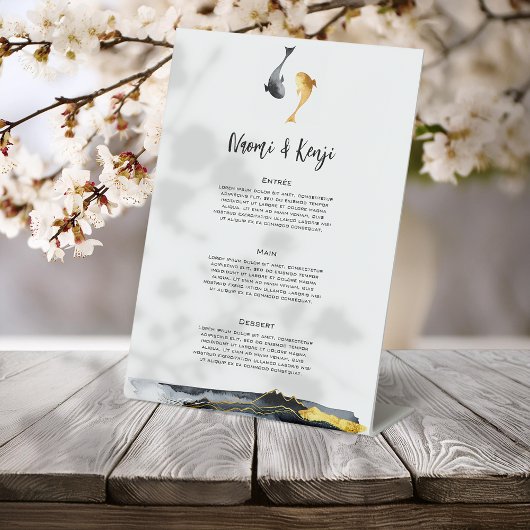 Waterverf Koi Fish Wedding Reclamebord Met Voetstuk