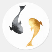 Waterverf Koi Fish Wedding Ronde Sticker (Voorkant)