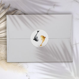 Waterverf Koi Fish Wedding Ronde Sticker