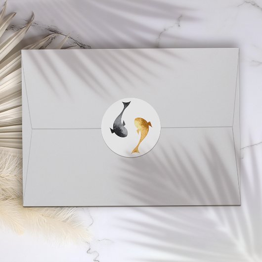 Waterverf Koi Fish Wedding Ronde Sticker