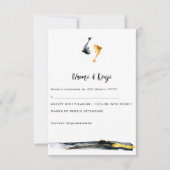 Waterverf Koi Fish Wedding RSVP Kaartje (Voorkant)