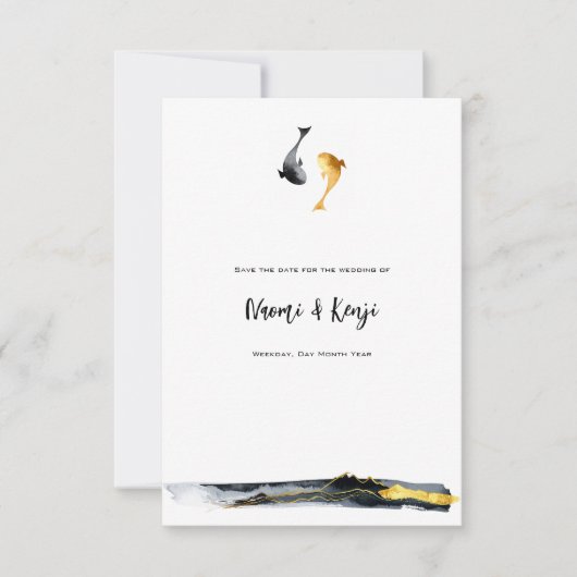 Waterverf Koi Fish Wedding Save The Date (Voorkant)