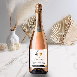 Waterverf Koi Fish Wedding Sparkling Wijnetiket