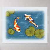 Waterverf Koi Pond Poster Print (Voorkant)