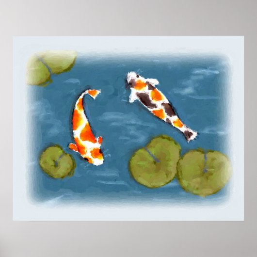 Waterverf Koi Pond Poster Print (Voorkant)