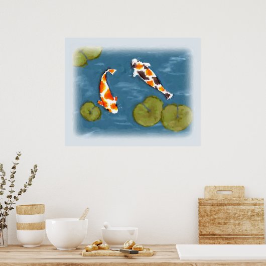 Waterverf Koi Pond Poster Print (Keuken)