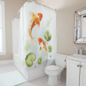 Waterverf Koi Pond Serenity Japanse stijl Douchegordijn (In situ)