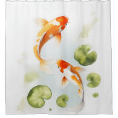 Waterverf Koi Pond Serenity Japanse stijl Douchegordijn (Voorkant)