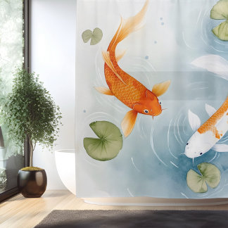 Waterverf Koi Pond Serenity Japanse stijl Douchegordijn