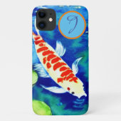 Waterverf Koi Vis In De Vijver Met Initiaal Case-Mate iPhone Case (Achterkant)