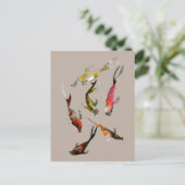 Waterverf koi vis rood bruin goud briefkaart (Staand voorkant)