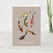 Waterverf koi vis rood bruin goud kaart (Voorkant)