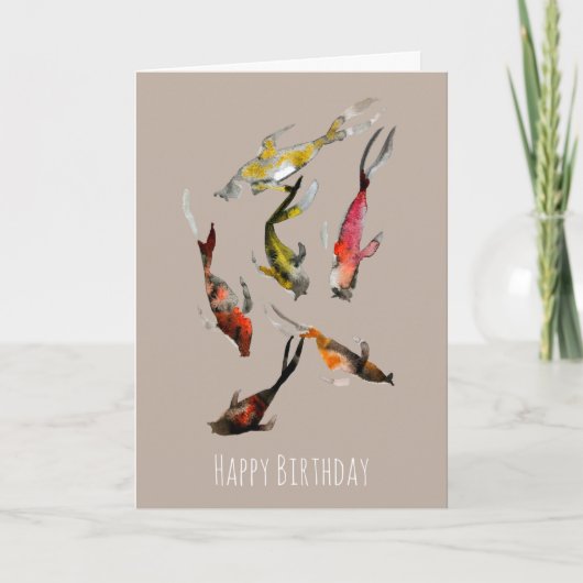 Waterverf koi vis rood bruin goud kaart (Voorkant)