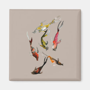 Waterverf koi vis rood bruin goud magneet