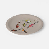 Waterverf koi vis rood bruin goud papieren bordje (Gekanteld)