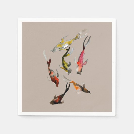 Waterverf koi vis rood bruin goud servet (Voorkant)