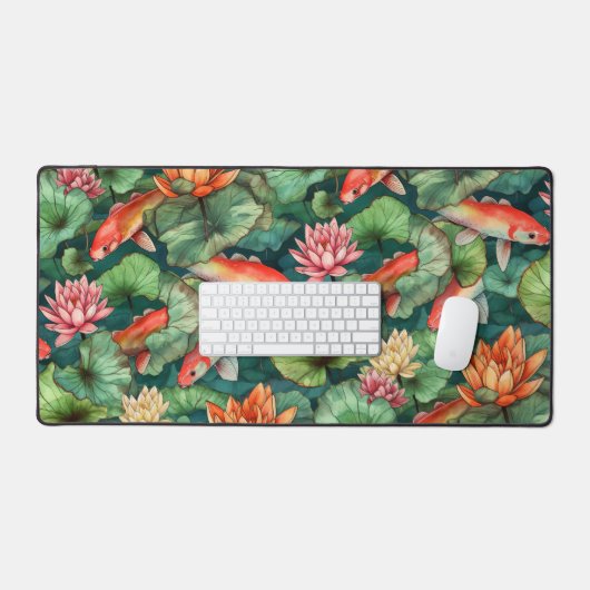 Waterverf Koi & Water Lilies Desk Mat (Keyboard & Muis)