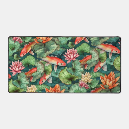 Waterverf Koi & Water Lilies Desk Mat (Voorkant)