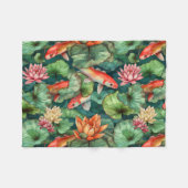 Waterverf Koi & Water Lilies Fleece Deken (Voorkant (Horizontaal))
