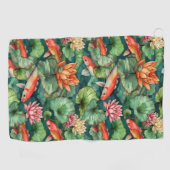 Waterverf Koi & Water Lilies Golfhanddoek (Horizontaal)