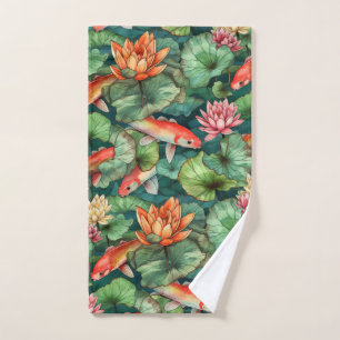 Waterverf Koi & Waterlelies Handdoek