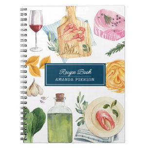 Waterverf Koken Gepersonaliseerde naam Recept Boek Notitieboek