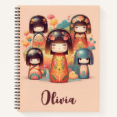 Waterverf Kokeshi Dolls Notitieboek (Voorkant)