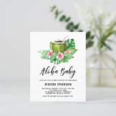 Waterverf Kokosnoot Aloha Baby shower Uitnodiging (Staand voorkant)