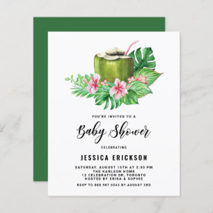 Waterverf Kokoszomer Uitnodiging Baby shower