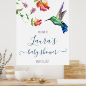 Waterverf Kolibrie Baby Shower Welkom Poster (Keuken)