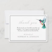 Waterverf kolibrie begrafenis gedenkteken dank u bedankkaart (Voorkant)