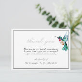 Waterverf kolibrie begrafenis gedenkteken dank u bedankkaart (Staand voorkant)