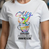 Waterverf kolibrie bezig koffieliefhebber vrolijk t-shirt