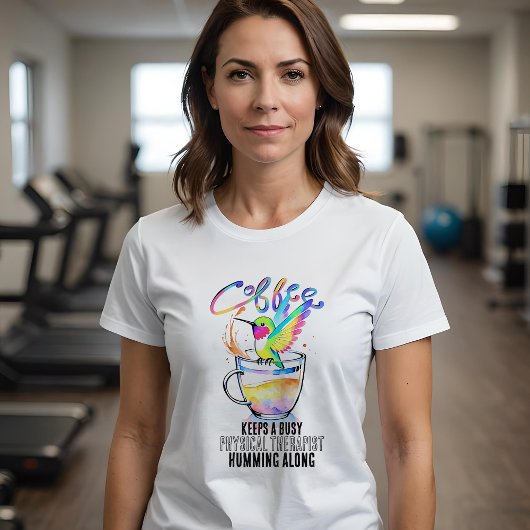 Waterverf kolibrie bezig koffieliefhebber vrolijk t-shirt