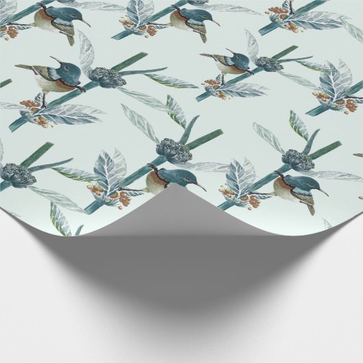  Waterverf kolibrie botanisch patroon Cadeaupapier (Hoek)