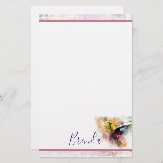 Waterverf kolibrie briefpapier (Voorkant / Achterkant)