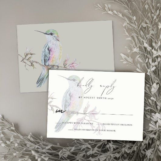 Waterverf kolibrie bruiloft RSVP Response Kaart