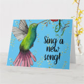 Waterverf kolibrie Christelijk Kaart (Gele Bloem)