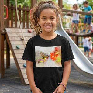 Waterverf Kolibrie die zich voedt met levendige bl T-shirt