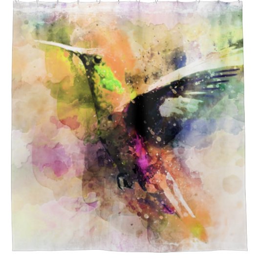 Waterverf kolibrie douchegordijn (Voorkant)