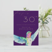 Waterverf kolibrie ELKE verjaardagsuitnodiging (Staand voorkant)