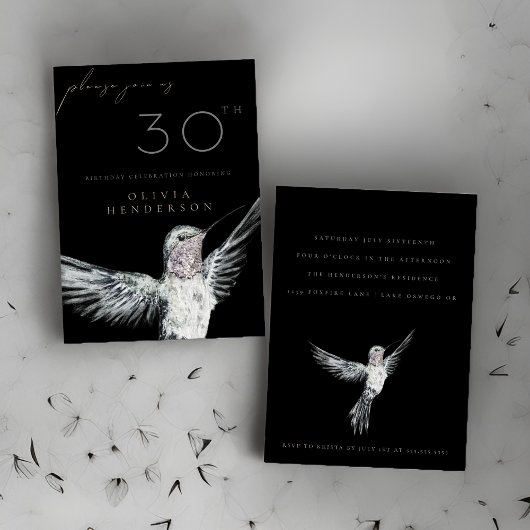 Waterverf kolibrie ELKE verjaardagsuitnodiging