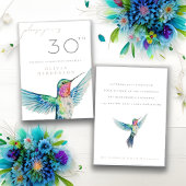 Waterverf kolibrie ELKE verjaardagsuitnodiging
