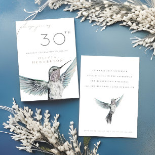 Waterverf kolibrie ELKE verjaardagsuitnodiging