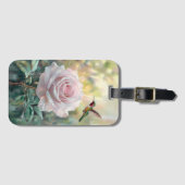 Waterverf kolibrie en roze roos bagagelabel (Voorkant (horizontaal))