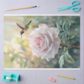 Waterverf kolibrie en roze roos decoupage tissuepapier (Craft)