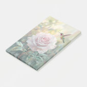 Waterverf kolibrie en roze roos post-it® notes (Schuin)